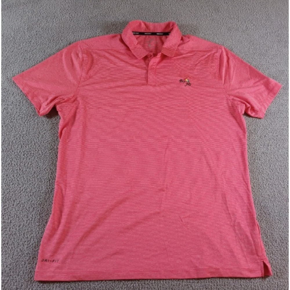 Nike Golf Dri-FIT Polo Shirt Bay Hill Arnold Palmer Pink Stripe Mens L
